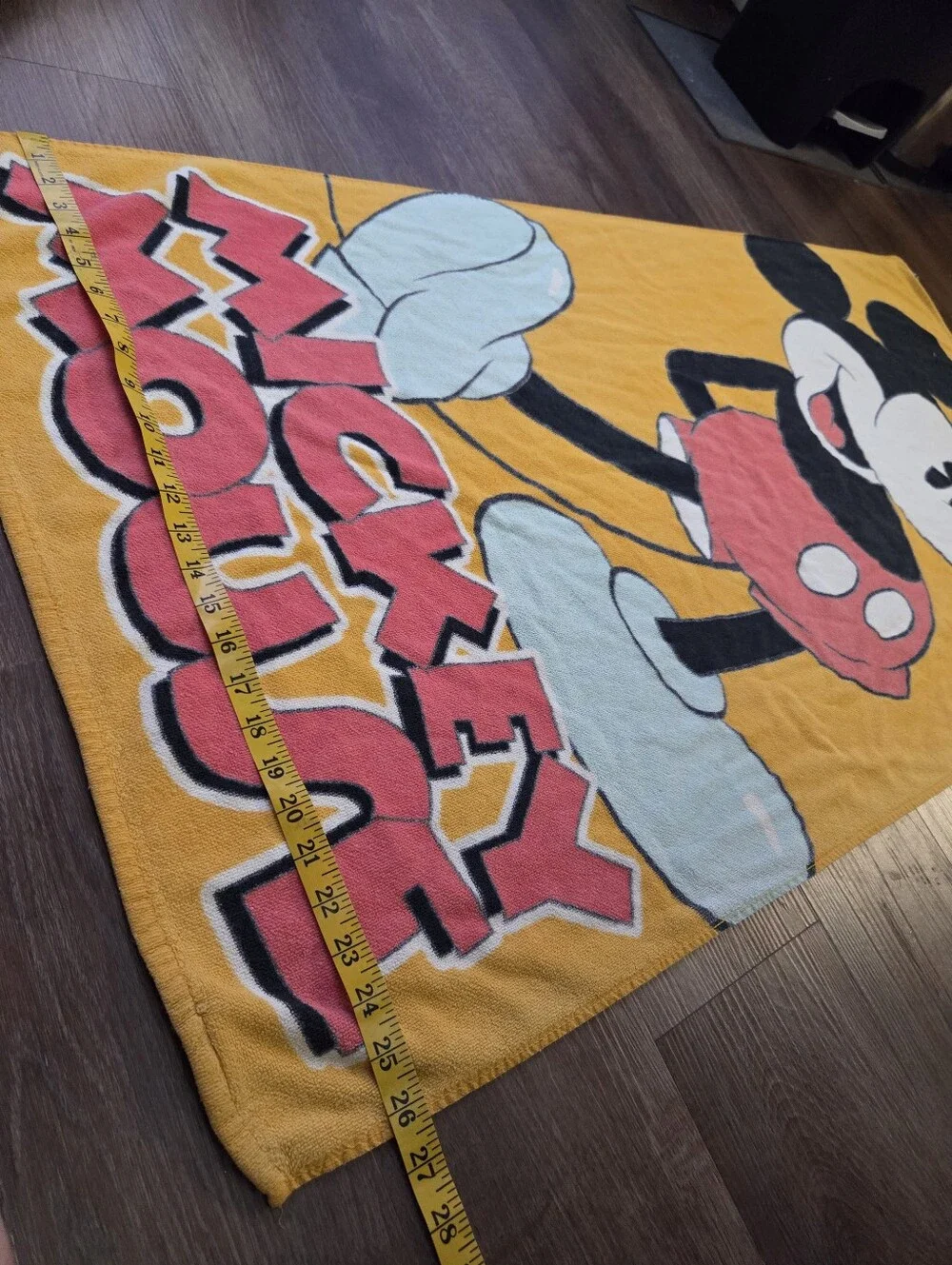 Vintage 90s Y2K Walt Disney Mickey Mouse Yellow/Orange Beach Towel